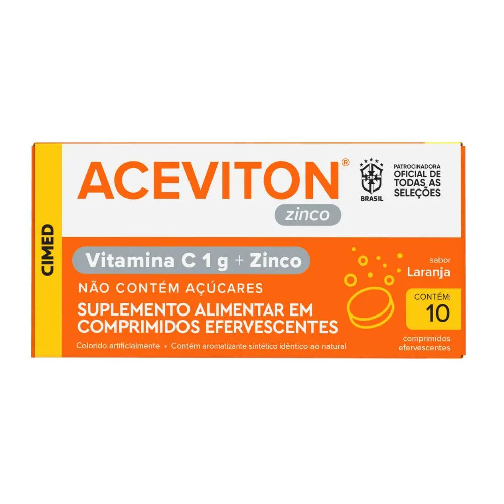 Vitamina C Efervescente + Zinco Aceviton Laranja 10 comprimidos Cimed