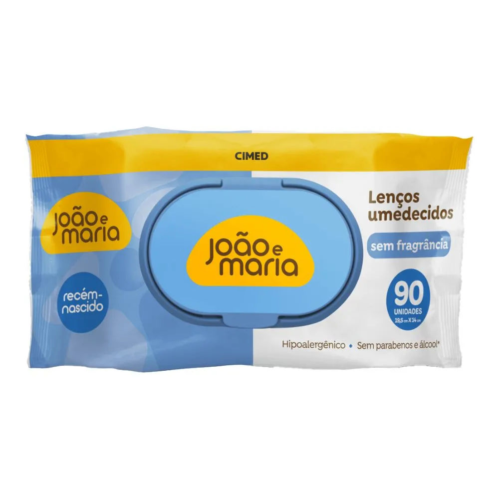 Lenços Umedecidos João e Maria sem Fragrância 90 Unidades