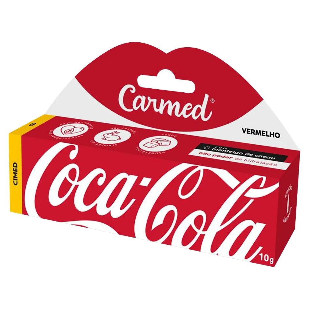 Hidratante Labial Carmed Coca-Cola Vermelho 10g