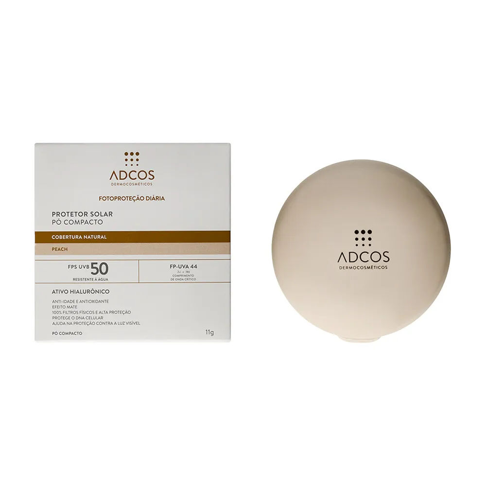Protetor Solar Facial Adcos Pó Compacto Fps 50 Peach 11g