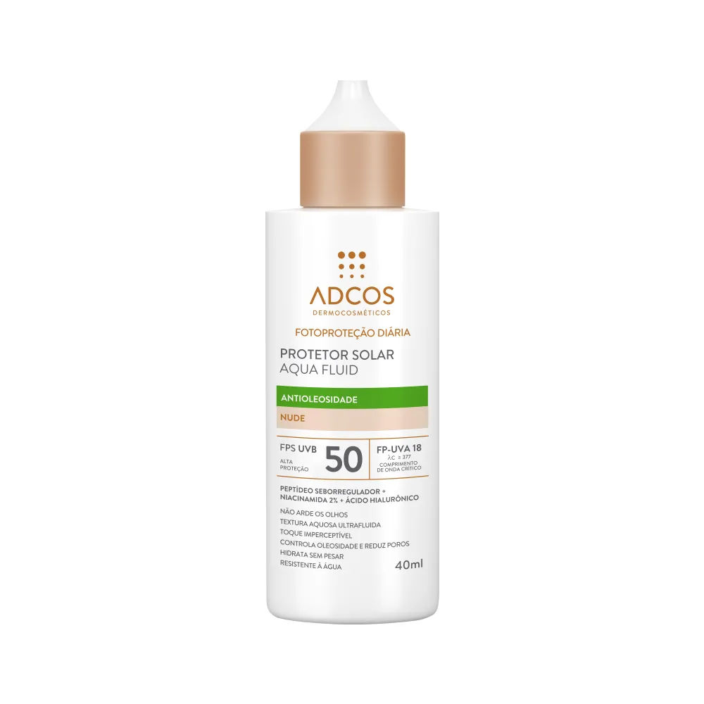 Protetor Solar Facial Adcos Aqua Fluid Antioleosidade Fps 50 Nude 40ml