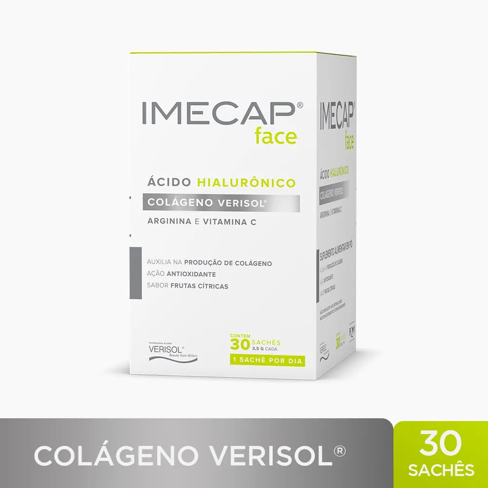 Imecap Face 30 Sachês - Colágeno Hidrolisado Verisol E Ácido Hialurônico