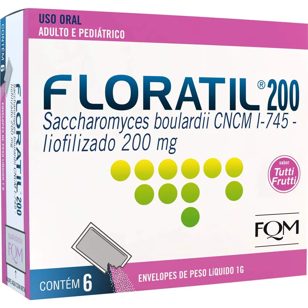 Floratil 200mg Em Pó 6 Envelopes - Remédio Probiótico Que Trata A  Diarreia