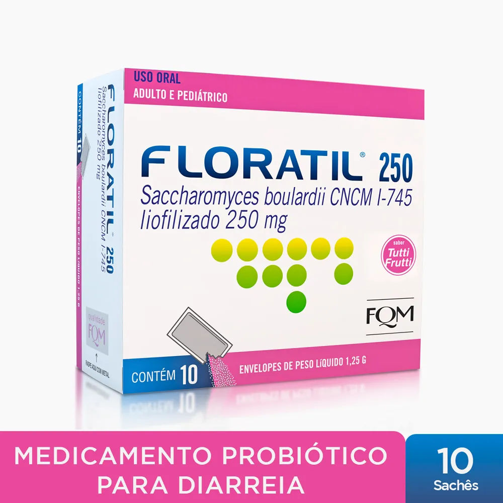 Floratil 250mg Em Pó 10 Envelopes - Remédio Probiótico Que Trata A  Diarreia