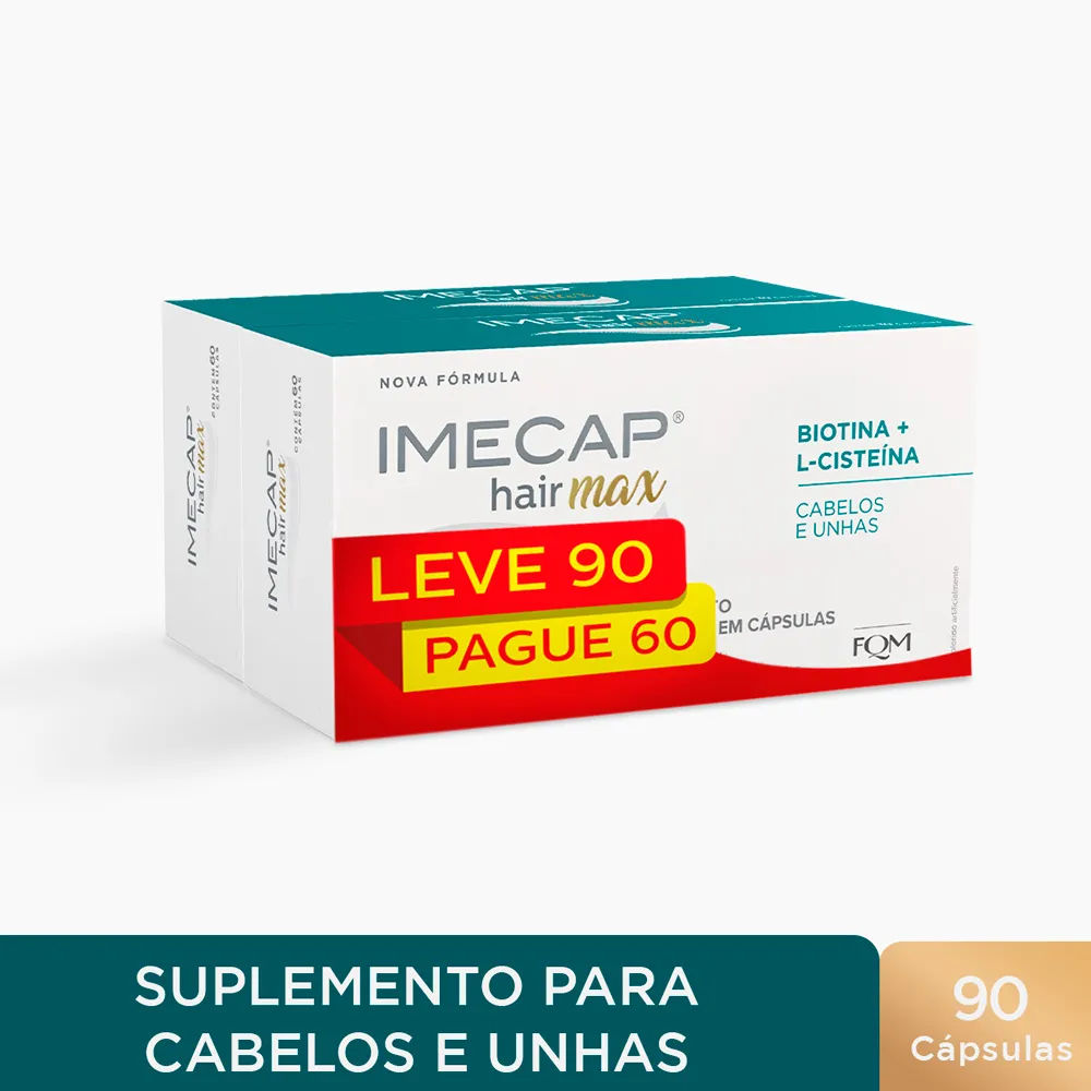 Kit Imecap Hair Max 90 Cápsulas Leve 90 Pague 60 Divcom Pharma