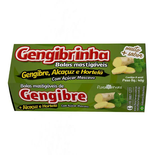 Gengibrinha Gengibre/alcaçuz/hortelã Com 8 Balas Mastigáveis