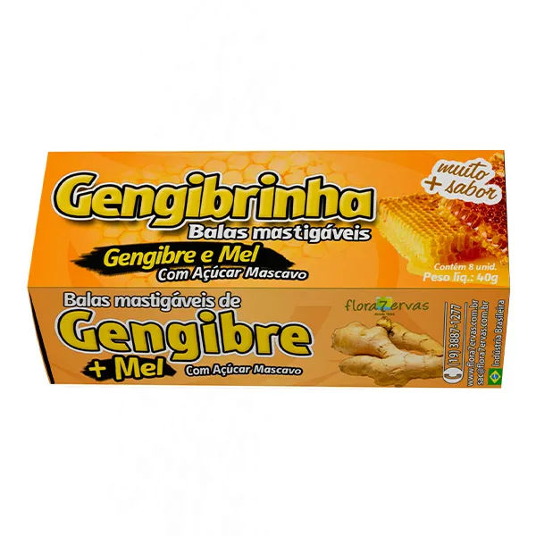 Gengibrinha Gengibre E Mel Com 8 Balas Mastigáveis