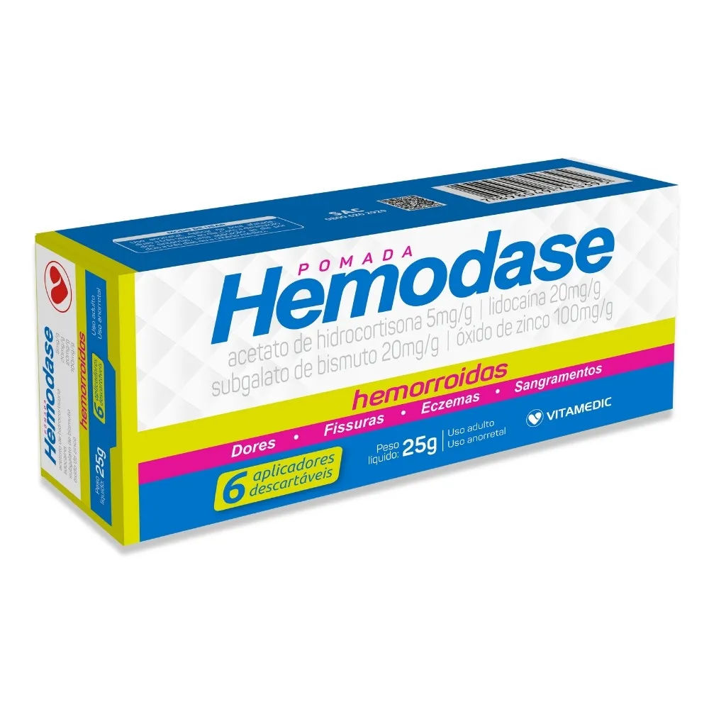 Hemodase 25gr Pomada Com 6 Aplicadores