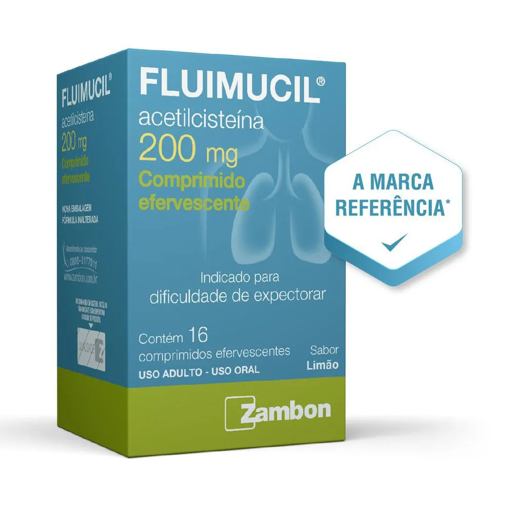 Fluimucil 200mg Sabor Limao 16 Comprimidos Efervescentes Zambon