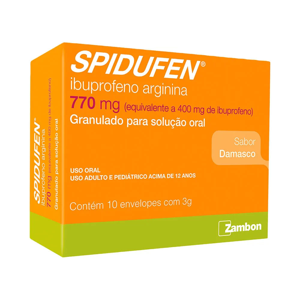 Spidufen C/10x3gr Envelopes Granulados Para Solução Oral 400mg Damasco