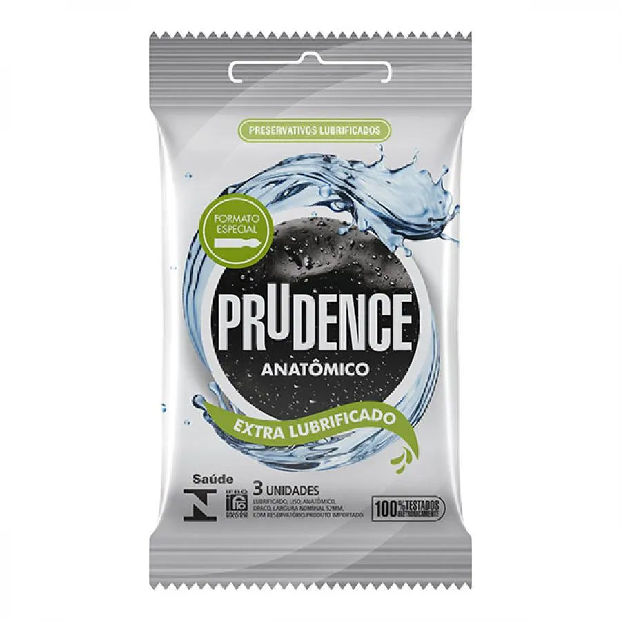 Preservativo Prudence Anatomico Extra Lubrificado Com 3 Unidades