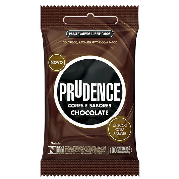 Preservativo Prudence Cores E Sabores Chocolate Com 3 Unidades