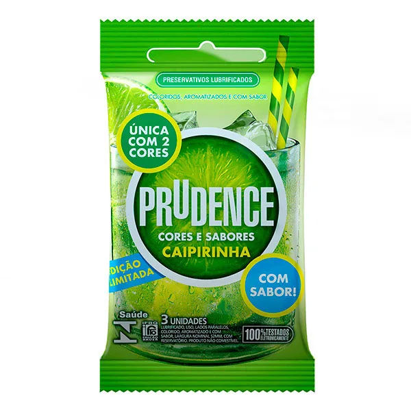 Preservativo Prudence Cores E Sabores Caipirinha Com 3 Unidades