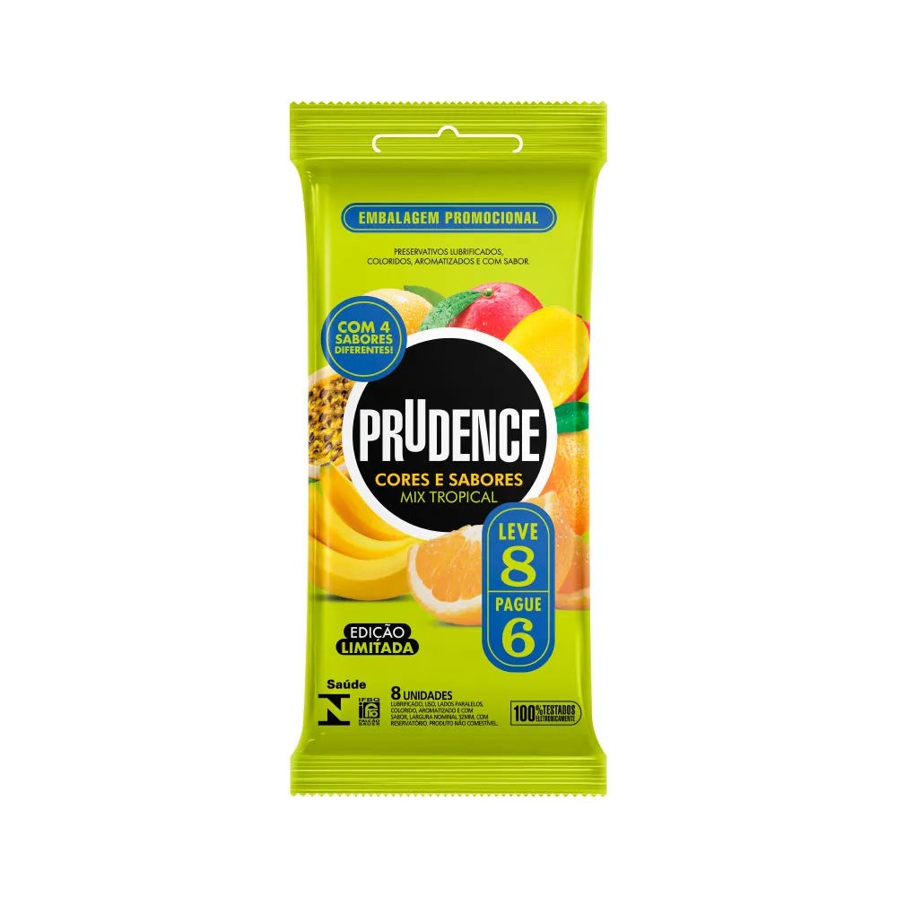 Preservativo Prudence Mix Tropical Lubrificado 8 Unidades
