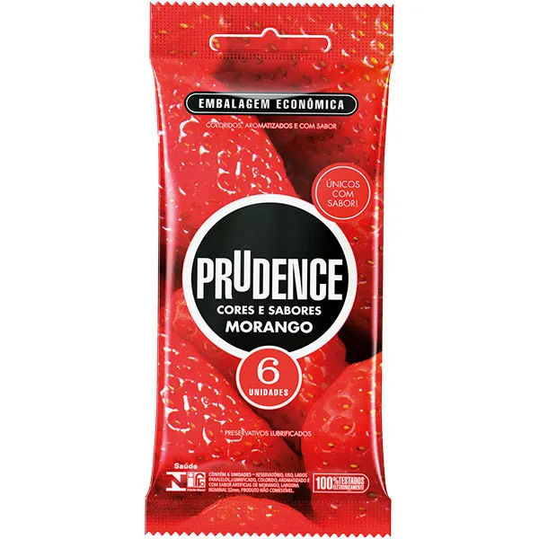 Preservativo Prudence Cores e Sabores Morago Lubrificado 6 Unidades