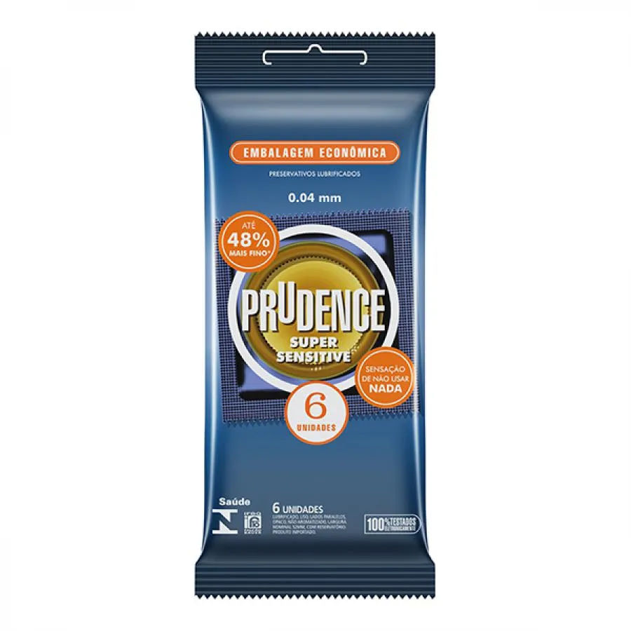 Preservativo Prudence Super Sensitive Lubrificado 6 Unidades