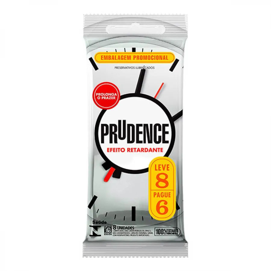 Preservativo Prudence Efeito Retardante Lubrificado 8 Unidades