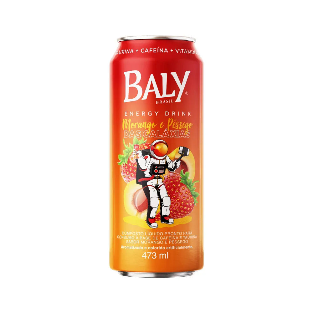Energético Baly Morango E Pêssego 473ml