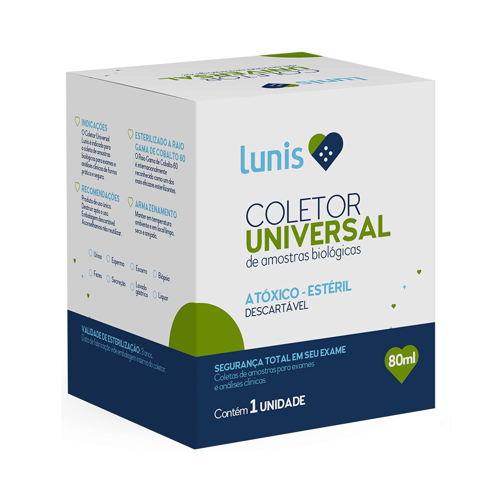 Pote Coletor Universal Esteril Lunis 1 unidades 80ml