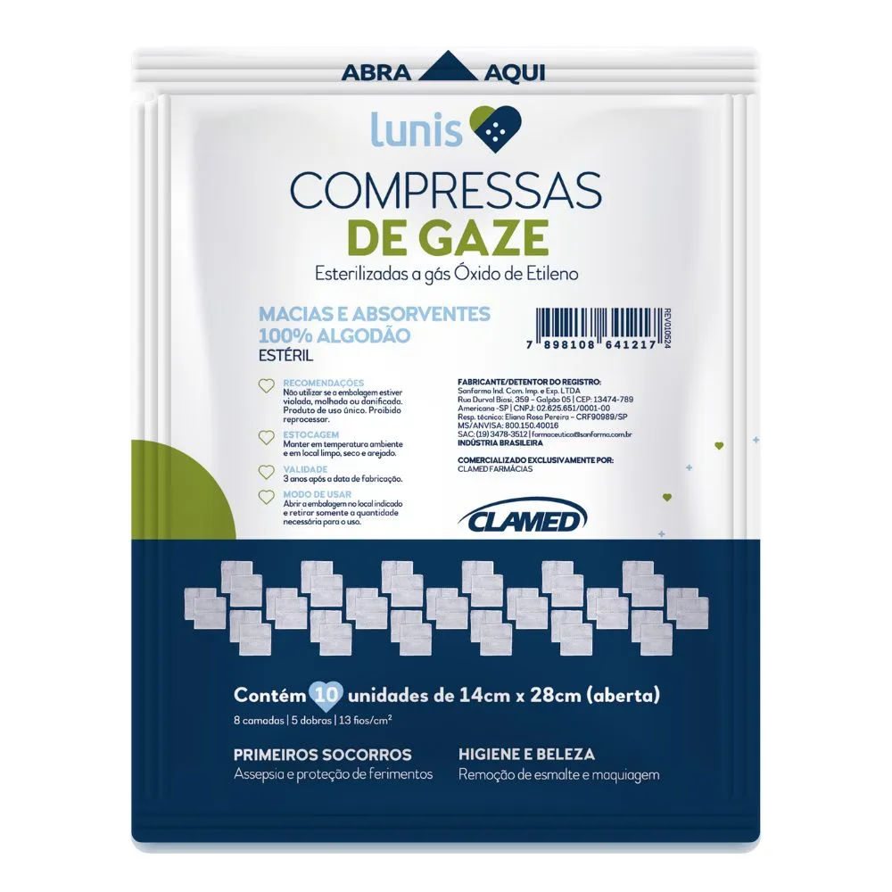 Compressa De Gaze Macia E Absorvente 10 unidades