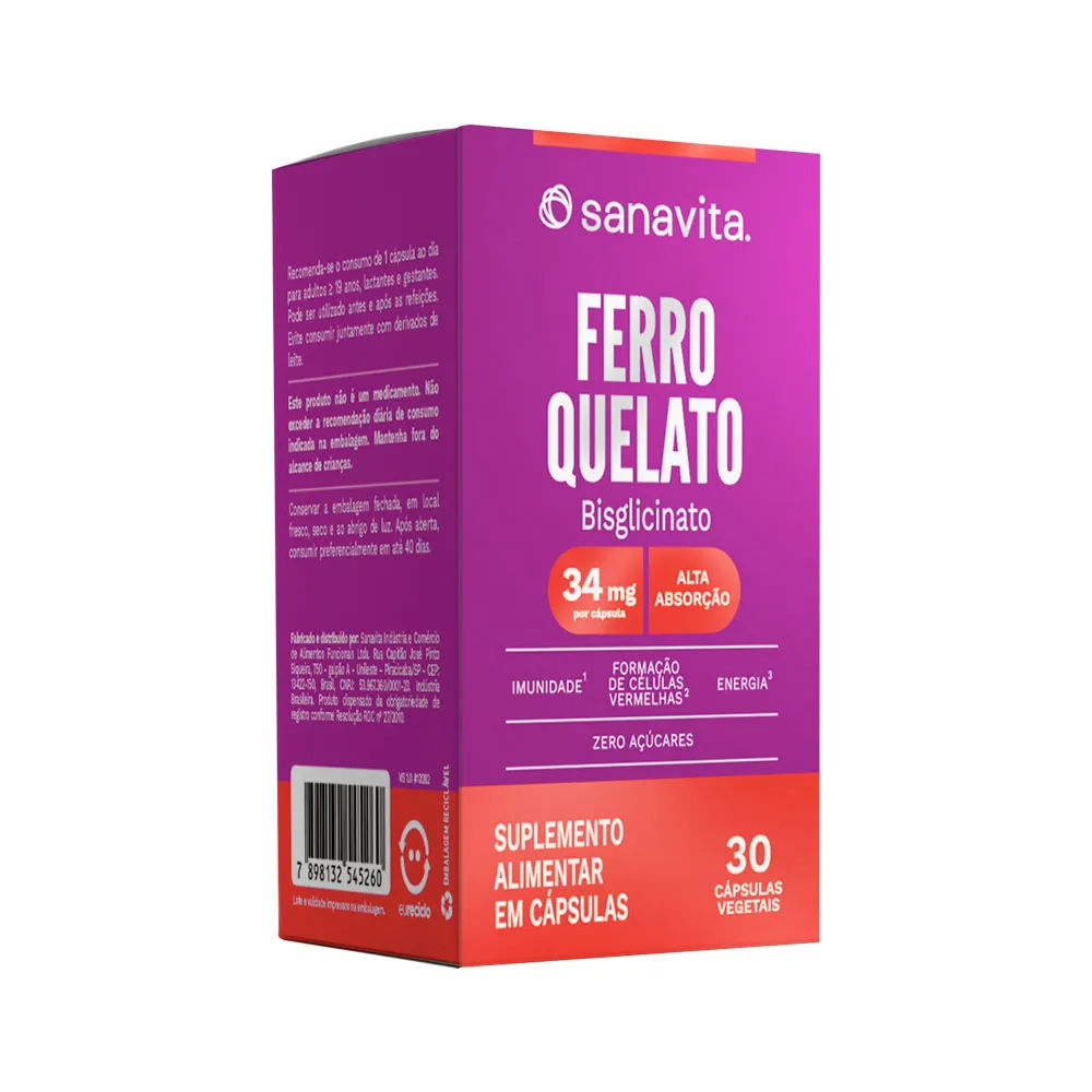 Ferro Quelato Sanavita 30 cápsulas