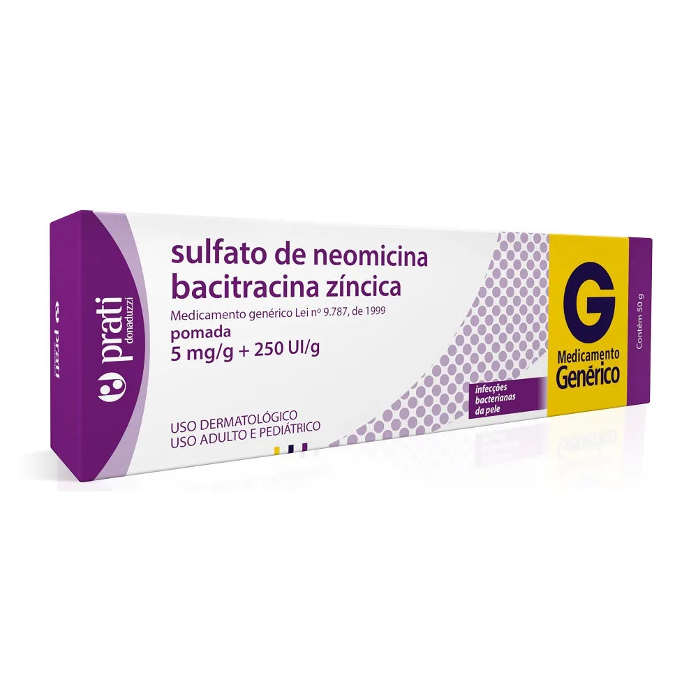 Neomicina + Bacitracina Pomada Dermatológica Genérico Prati-Donaduzzi 50g