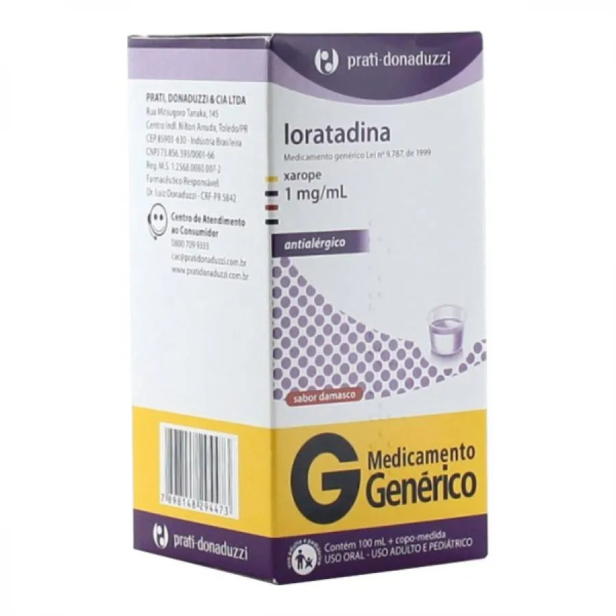 Loratadina Xarope Genérico Prati-Donaduzzi 1mg/ml 100ml
