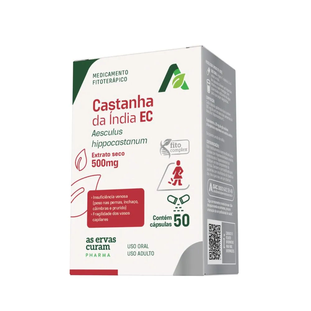 Suplemento Castanha da Índia EC 500mg 50 Cápsulas As Ervas Curam