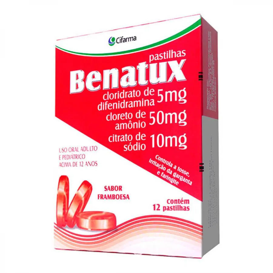 Benatux Framboesa 5mg/50mg/10mg 12 Pastilhas