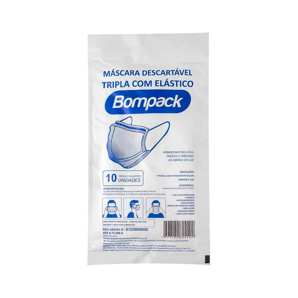 Máscara Tripla 10un Bompack