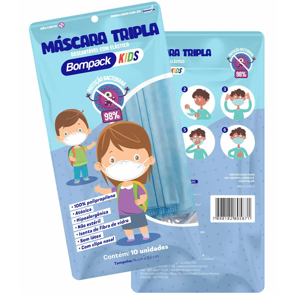 Mascara Bompack Kids Com 10 Tripla Com Elastico