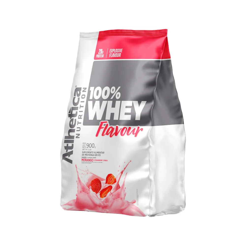Suplemento Atlhetica 100% Whey Flavour 900gr Morango Refil