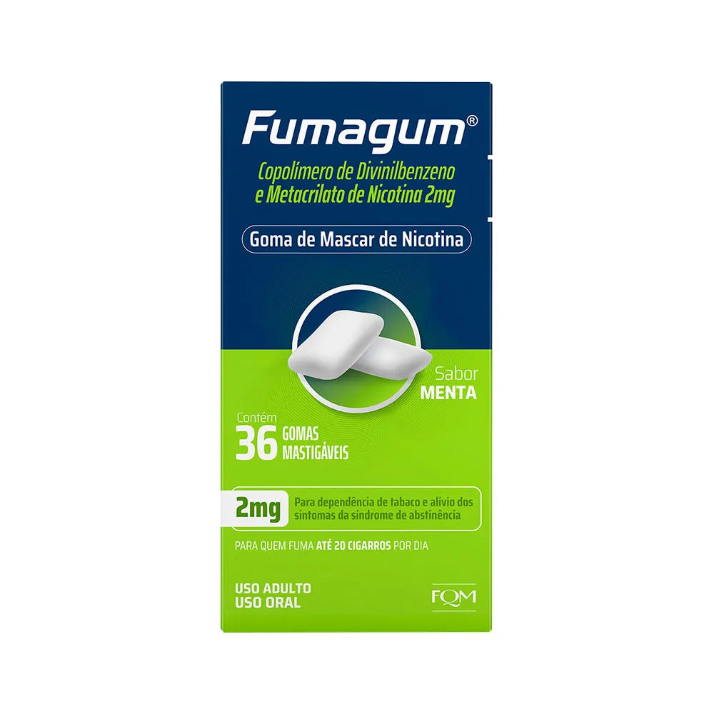 Fumagum 2mg Gomas Mastigáveis de Nicotina Parar de Fumar Sabor Menta 36 unidades