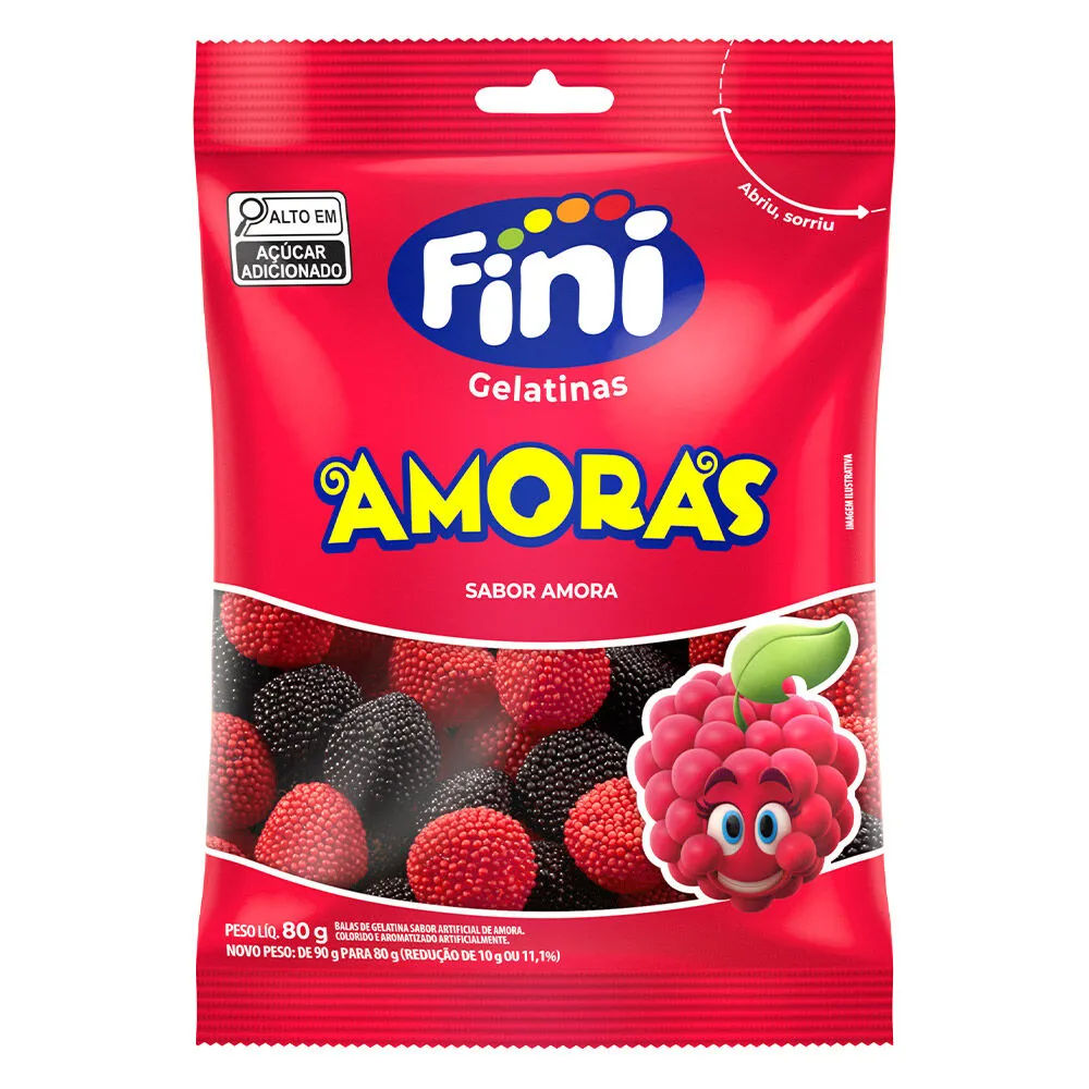 Bala Fini Gelatina Amoras 100g