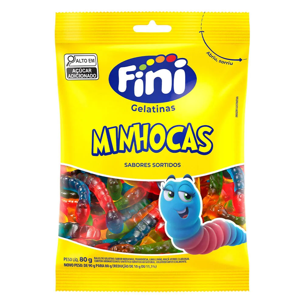 Bala Fini Gelatina Minhocas 100g