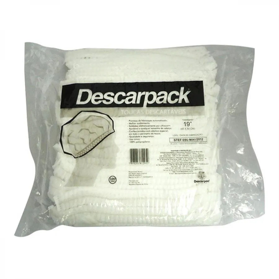 Touca Descarpack Branca Com 100 Unidades