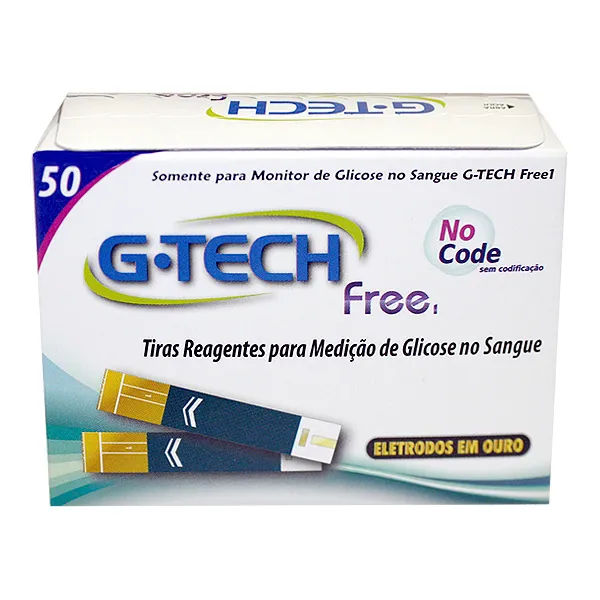 Tiras Reagentes para Medição de Glicose G-Tech Free 1 com 50 unidades