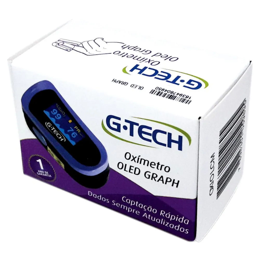 Oxímetro de Dedo e Pulso Portátil G-Tech 1 Unidade