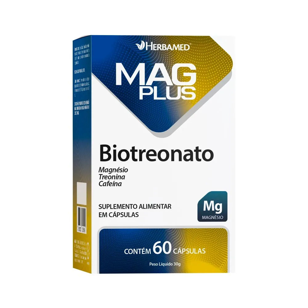 Suplemento Alimentar Magplus Biotreonato Com 60 Capsulas Herbamed