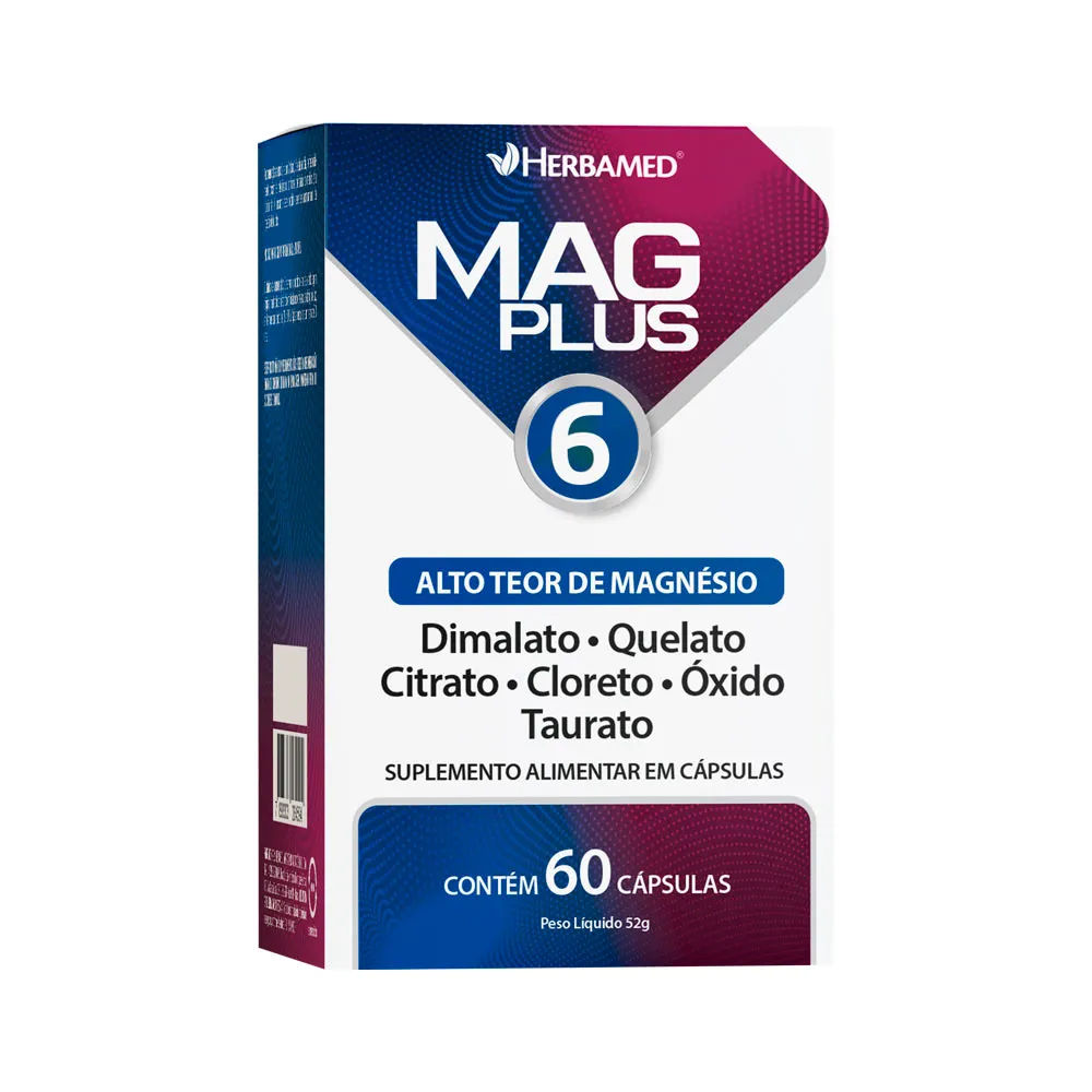Suplemento Alimentar Magplus 6 Com 60 Capsulas Herbamed