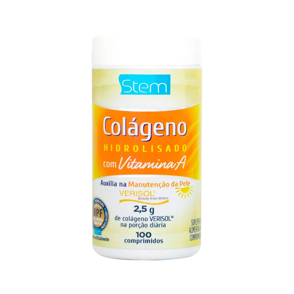 Colageno Hidrolisado + Vitamina A Com 100 Comprimidos Stem