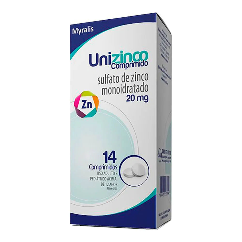 Unizinco 20mg 14 Comprimidos Myralis