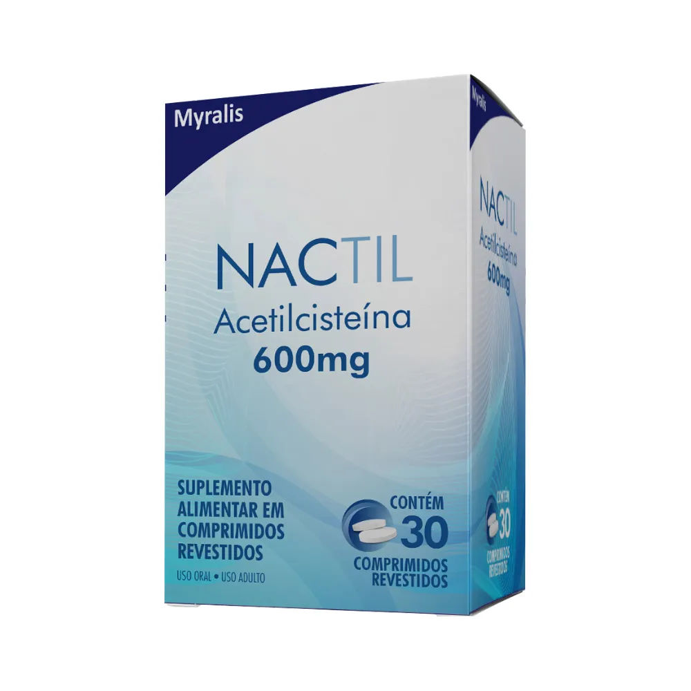 Nactil N-Acetilcisteína 600mg 30 Comprimidos Revestidos Myralis