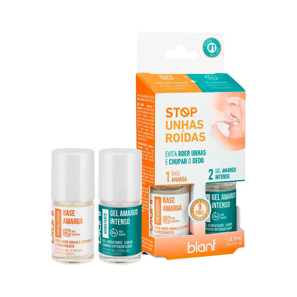 Kit Blant Stop Unhas Roidas Base e Gel Fortalecedor