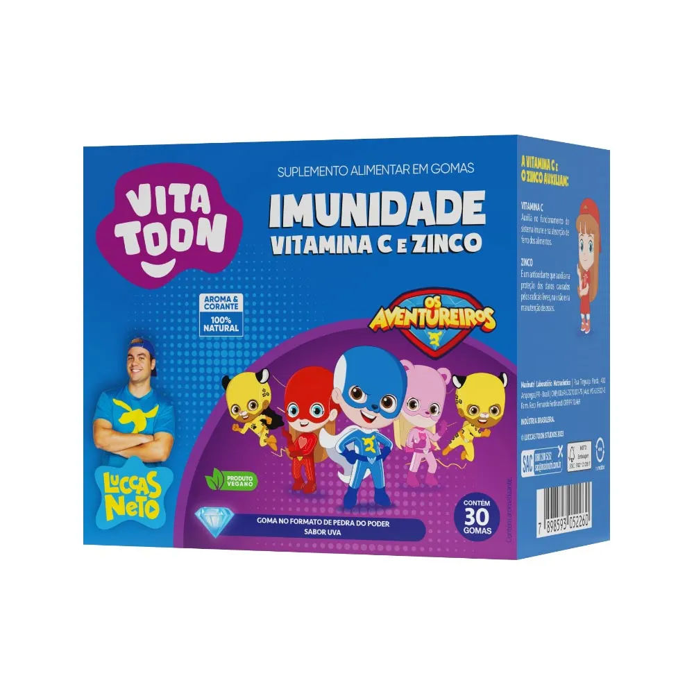 Vitatoon Imunidade + Vitamina C + Zinco Os Aventureiros Com 30 Gomas Uva