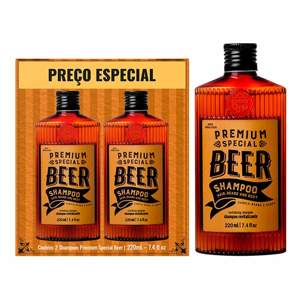 Shampoo Barber Shop Special Beer Premium Qod C/2x220ml Revitalizante  Especial