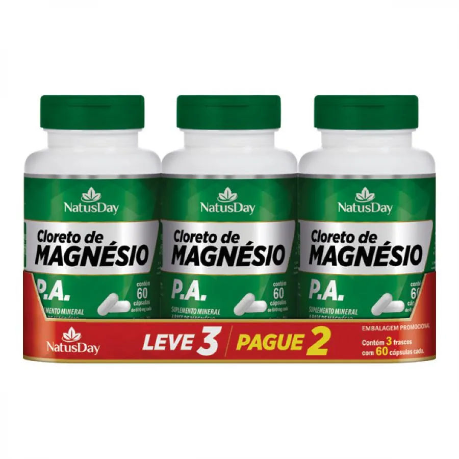 Cloreto De Magnesio P.a Natusday 3 Caixas De 60 Capsulas Leve3 Pague2