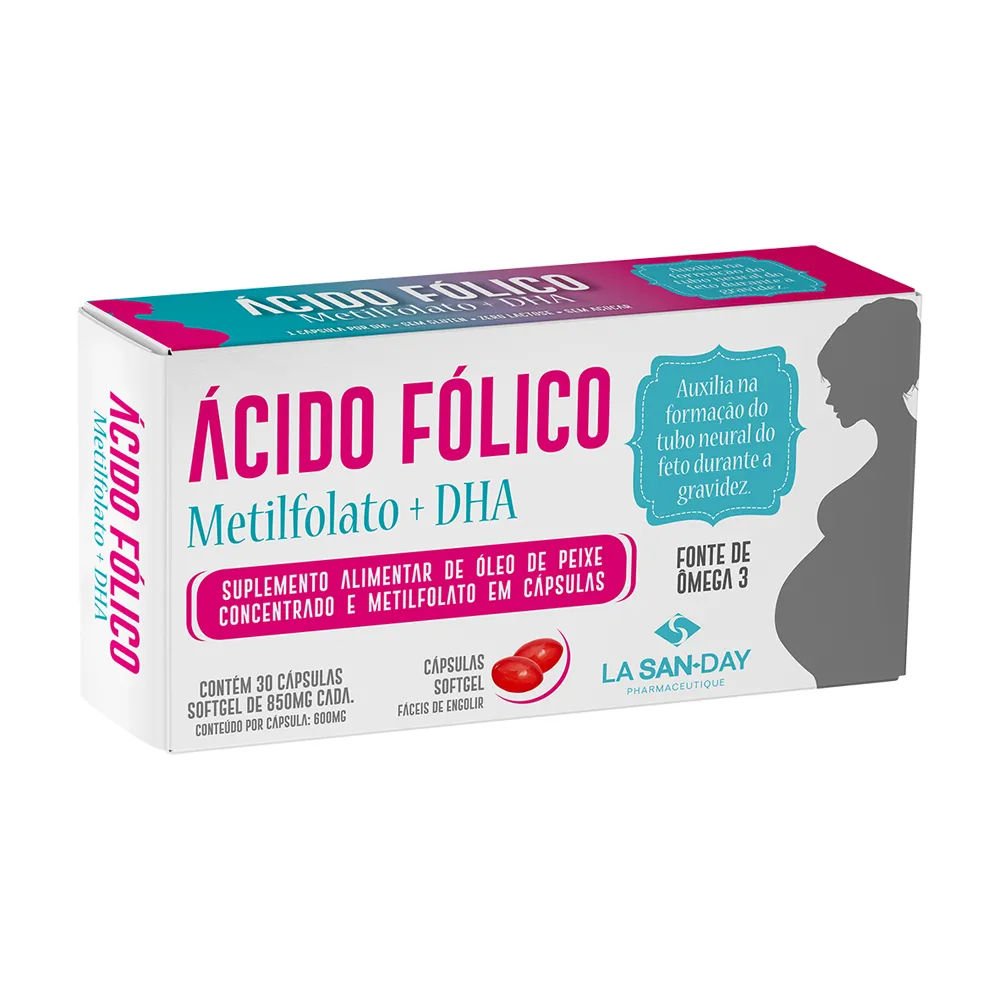 Acido Folico 850mg La San Day Com 30 Capsulas