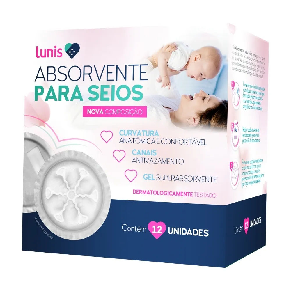 Absorvente Para Seios Lunis Com 12 Unidades