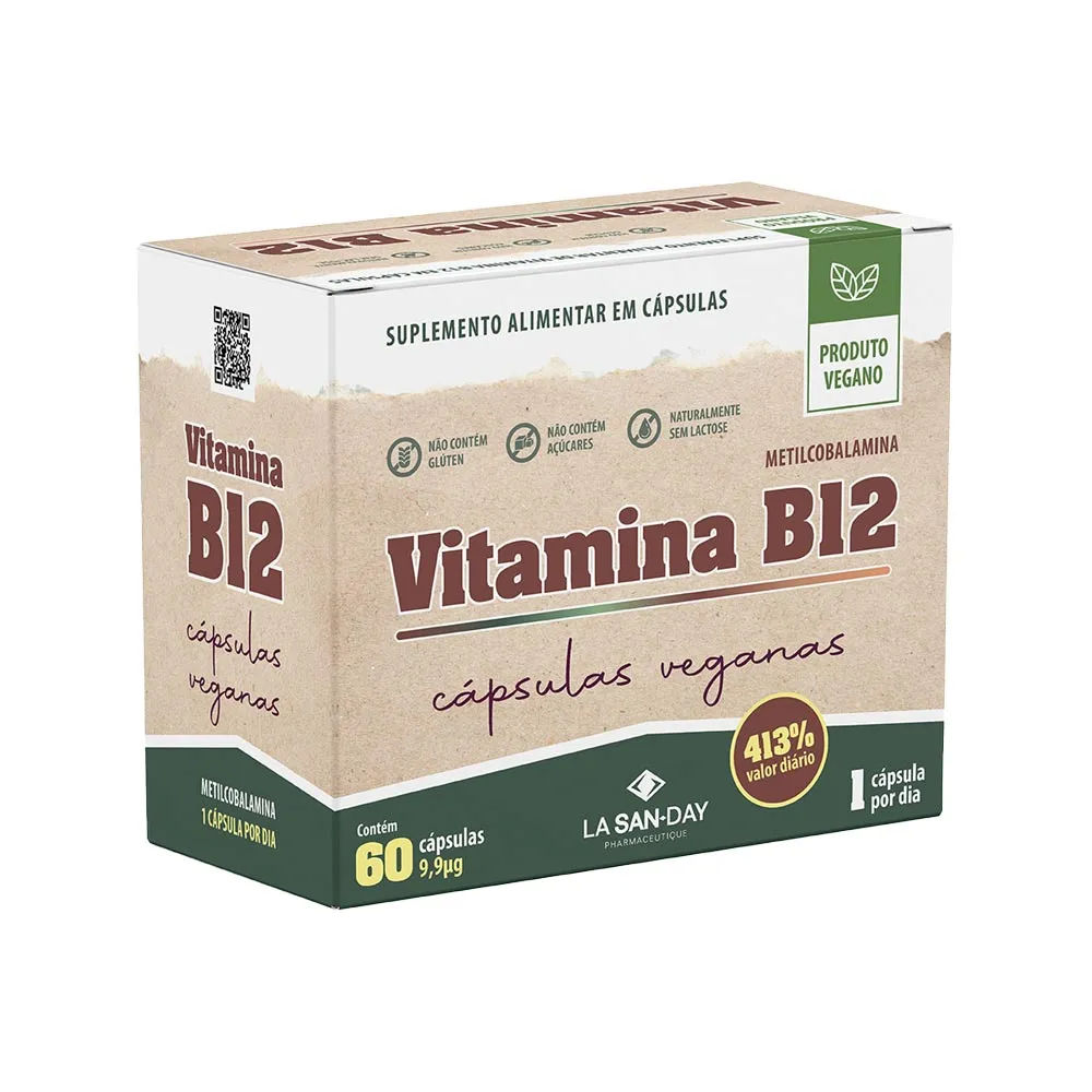 Suplemento Alimentar Vitamina B12 Com 60 Capsulas Veganas Lasanday
